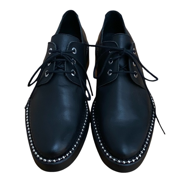 Miista London "Adelaide" Black Leather Oxfords with metal chain trim - Size 7 - Picture 6 of 9